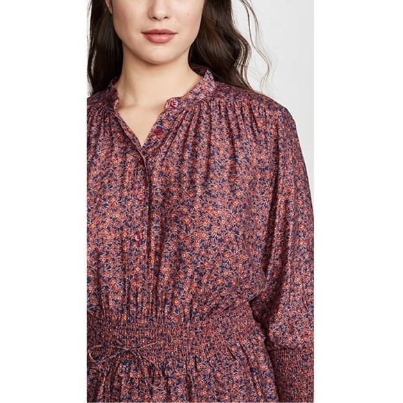 REBECCA MINKOFF Ruffle Hem Smocked Tie Waist Long Puff Sleeve Floral Dress XXL - Picture 11 of 14